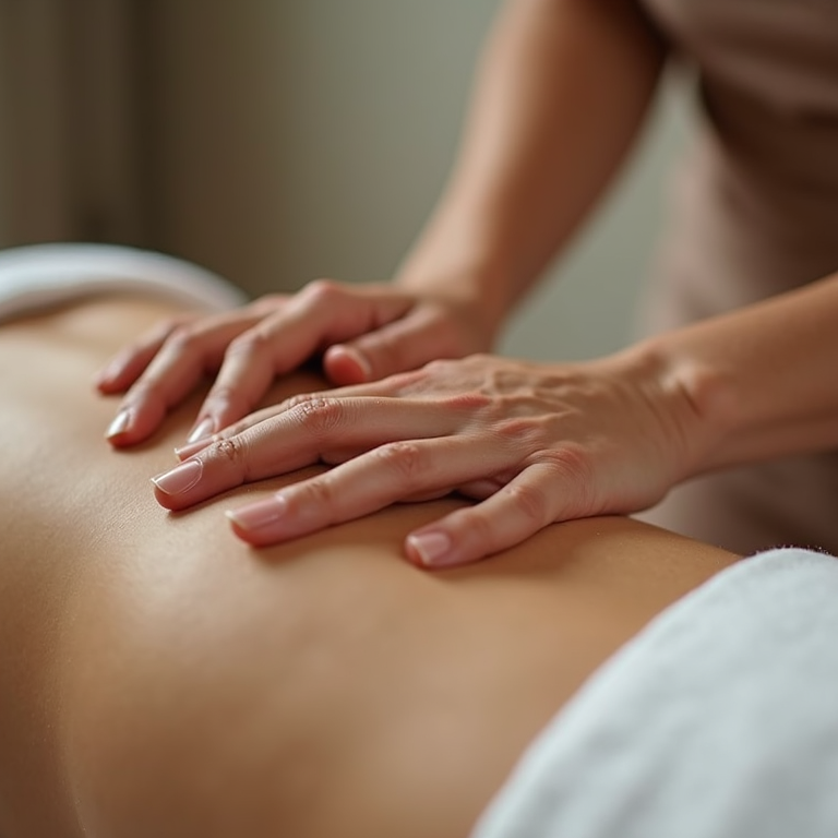 Hands-on abdominal massage in the Lifted BODY image supplied by Kris